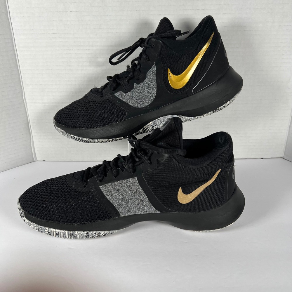 Nike Air Precision II Mens 10 Basketball Shoes Black Gold AA7069-090